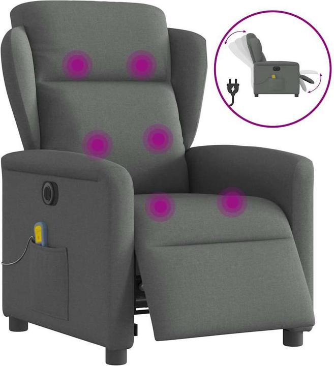 Immagine prodotto VidaXL Sedia da massaggio elettrica in tessuto grigio scuro