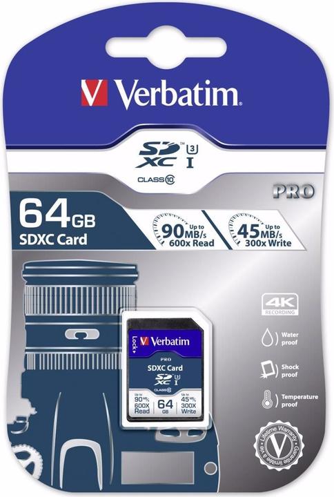 Actual product image Verbatim 47022 (64 GB, SDXC, U3, UHS-I)