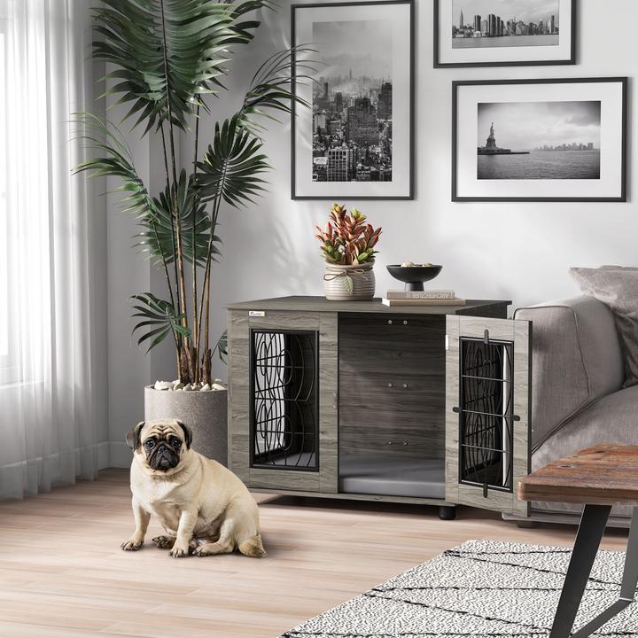 Image du produit PawHut Hundekäfig Spanplatte, Stahl Grau (Chenil pour chiens)