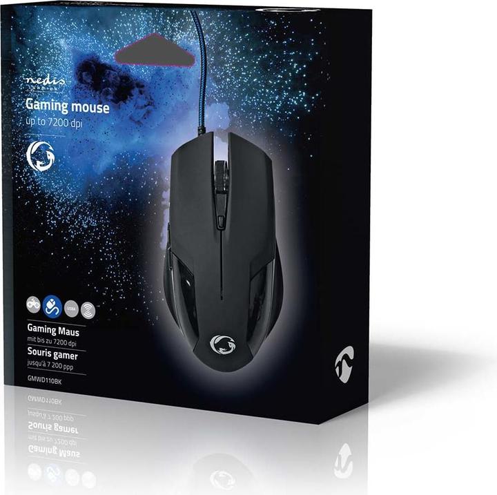 Actual product image Nedis Gaming Mouse | Wired | 1200 / 2400 / 4800 / 7200 dpi | Adjustable DPI | Number of buttons: 6 (Cable)