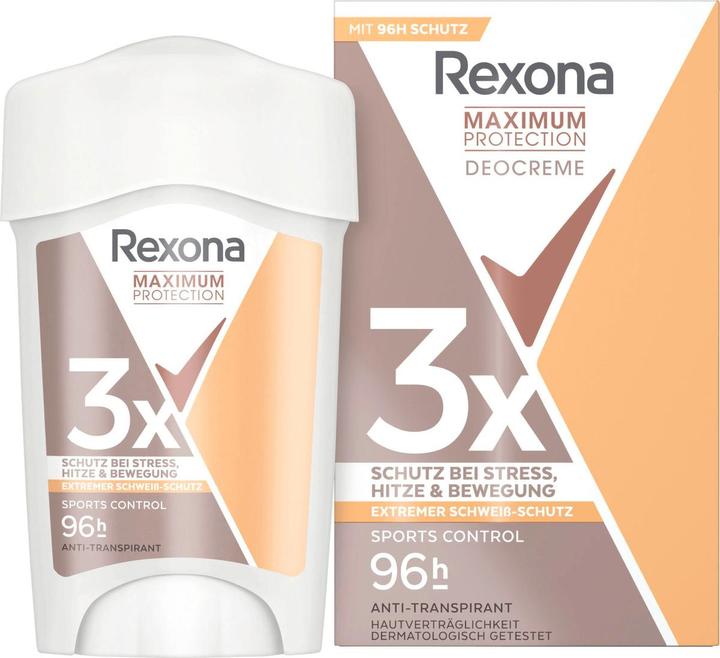 Actual product image Rexona Maximum Protection Deocreme Deodorant Antiperspirant Sports Control - 45 Ml (Stick, 45 ml)