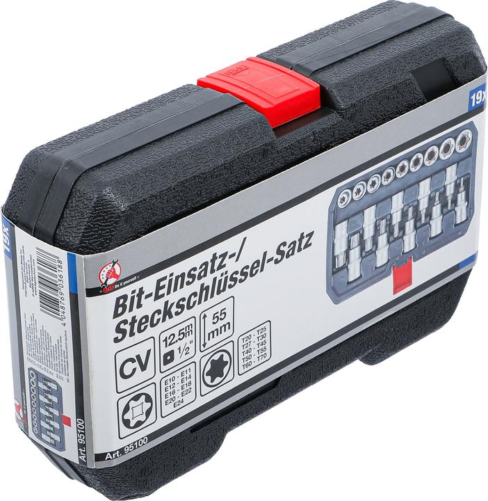 Image du produit BGS Bit Socket / Socket Set | 12.5 mm (1/2") Drive | T-Star (pour Torx) / E-Type | 19 pcs. (12,5 mm)