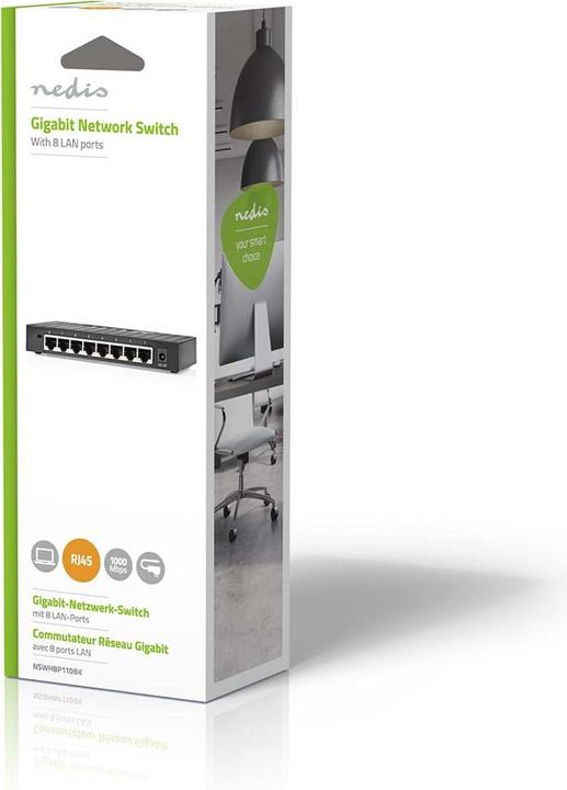 Produktbild Nedis Netzwerkschalter | Wired Geschwindigkeit: Gigabit | Anzahl Ethernet-Ports: 8 (8 Ports)
