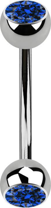 Produktbild Star Piercing Micro Banane silber mit zwei Kugeln Kristall dunkelblau (ohne Messing, Titan G23)
