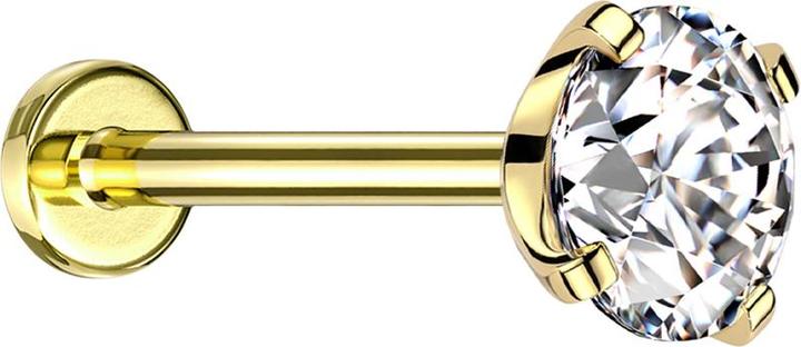 Actual product image Star Piercing Micro Threadless Labret vergoldet mit Kristall silber gefasst (without brass, Titanium G23)