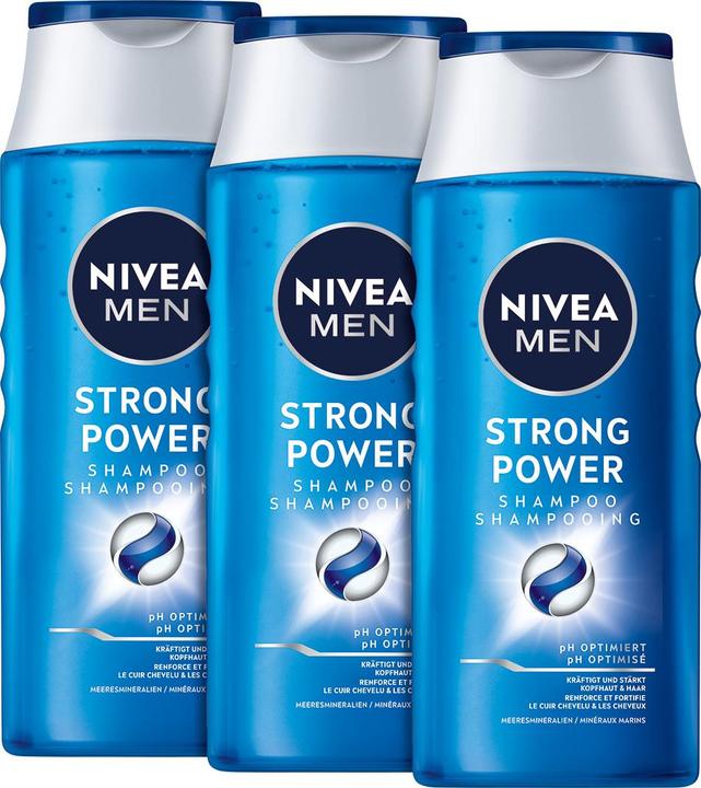 Actual product image NIVEA Strong Power pH-Optimal Shampoo Trio (750 ml, Liquid shampoo)