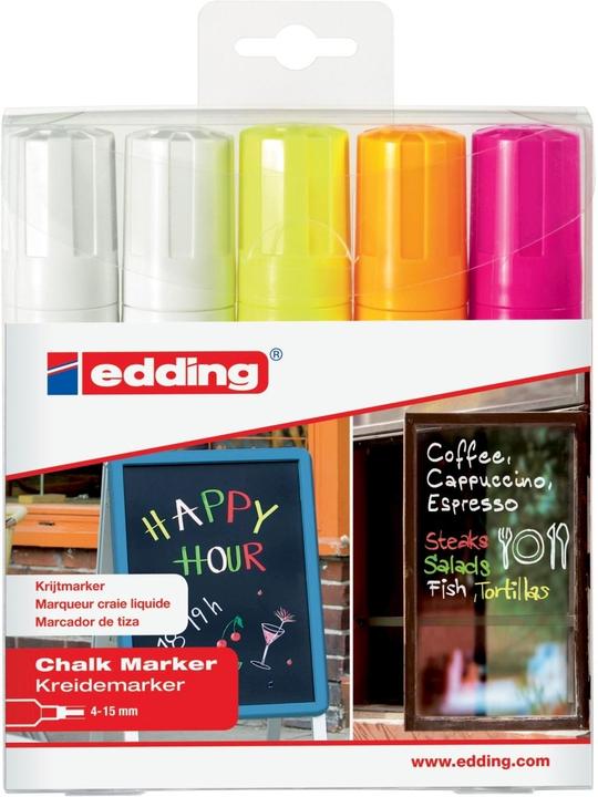 Immagine prodotto Edding 4090 Marcatore a gesso (Arancia, Bianco, Giallo, Pink, 15 mm, 5 x)