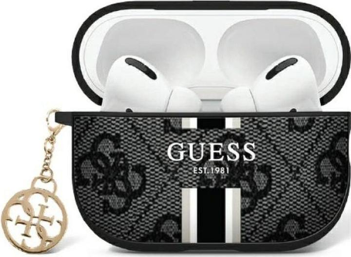 Produktbild Guess GUA2P4RPSK AirPods 1/2 cover czarny/black 4G Printed Stripes Charm (Kopfhörer Tasche)