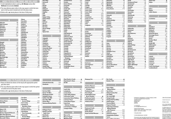 Valeurs nutritives et ingrédients Carte de Cornouailles A-Z Visitors Map