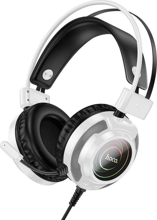 Actual product image Hoco Wired headphones wire headphones USB A + Jack 3,5 mm with microphone gaming W110 2 m white (Cable)