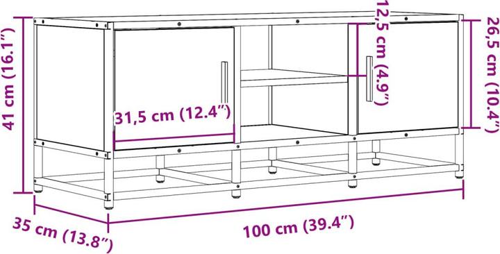 Actual product image VidaXL TV cabinet Lowboard TV cabinet TV table TV furniture Sonoma oak (100 x 35 x 41 cm)