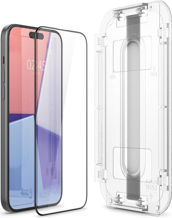 Actual product image Spigen TEMPERED GLASS GLAS.TR "EZ FIT" FC 2-PACK IPHONE 15 BLACK (2 Piece, Apple iPhone 15)