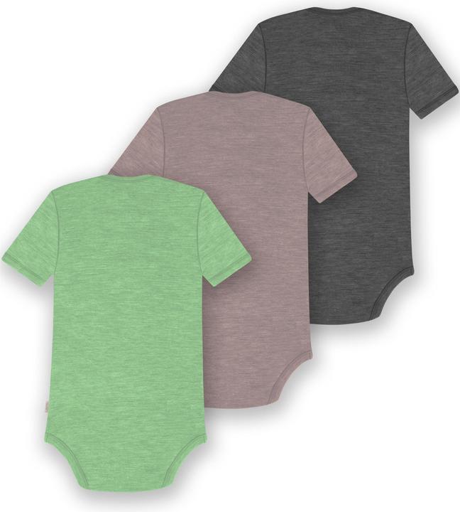 Actual product image Normani Set of 3 baby merino bodysuit short sleeves "Tauranga" - 9299 (62)