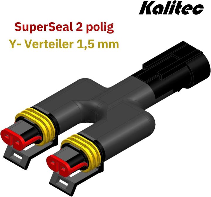 Actual product image Kalitec SuperSeal 2-pin Y-distributor 1.5 mm I car plug 2-way I waterproof dustproof IP69K I