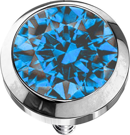 Star Piercing Dermal Anchor silber mit Kristall hellblau (ohne Messing, Titan G23)