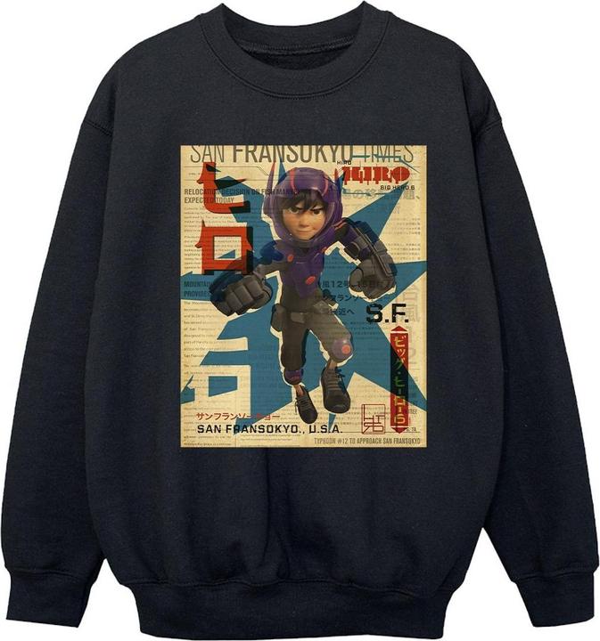 Disney Big Hero 6 Baymax Hiro Newspaper Sweatshirt Mädchen (140, 146)