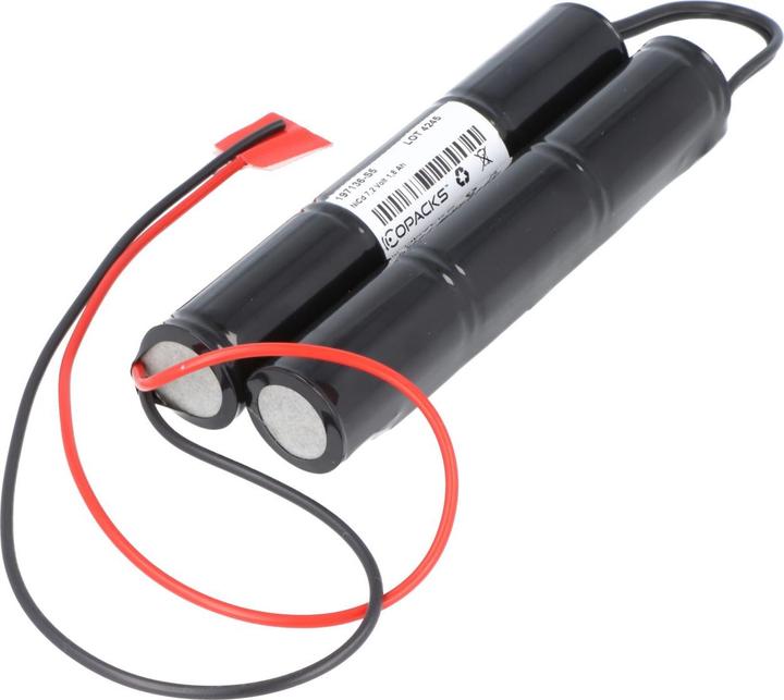 Actual product image AccuCell Akkupack für Not- und Sicherheitsbeleuchtung, 2x3er Stangen mit 10cm Kabelbrücke (1600 mAh, Battery + charger)