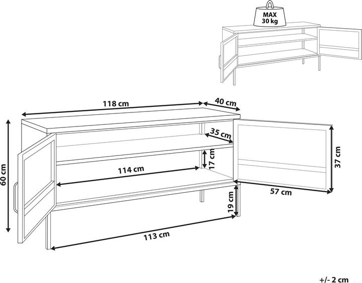 Immagine prodotto Beliani Credenza in metallo bianco 2 ante MORLEY (118 x 60 x 40 cm)