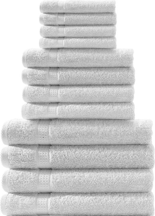Casativo 12-teiliges Handtuch-Set aus 100% Baumwolle, weiss