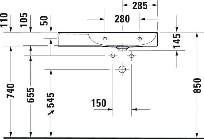 Image du produit Duravit Lavabo DURASQUARE sans meuble vasque, hauteur totale 800x470mm 1 hublot blanc (470 mm, 800 mm)