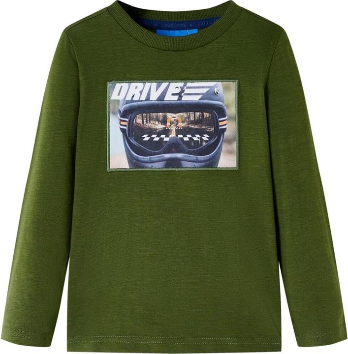 VidaXL Kinder-Langarmshirt Dunkles Khaki 104,Material: 100 (104)