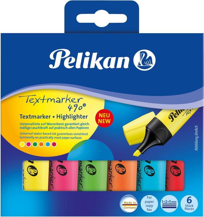 Produktbild Pelikan Textmarker 490 (Neonpink, Neongrün, Neonorange, Neongelb, 2 mm, 6 x)
