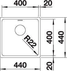 Produktbild Blanco Andano 400-U (Unterbauspüle, 44 cm, 44 cm)