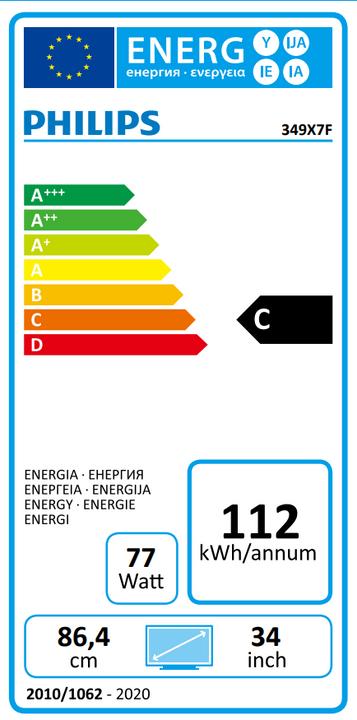 Energie-Label Philips X-line 349X7FJEW (3440 x 1440 Pixel, 34")