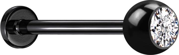 Produktbild Star Piercing Micro Threadless Labret schwarz mit Kugel Kristall silber (ohne Messing, Chirurgenstahl 316L)
