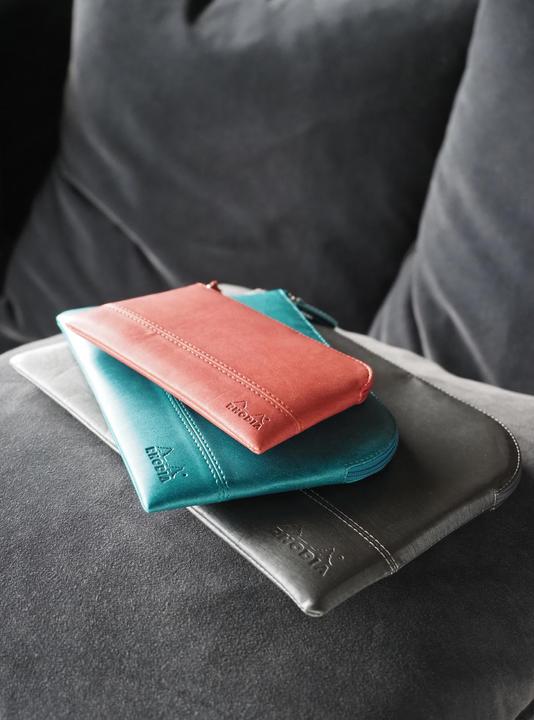 Image du produit Rhodia Rhodiarama pochette zippée en simili cuir - taille S (11x17 cm) - Titane