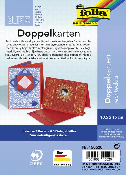 Produktbild Folia Doppelkarten rechteckig 220 g/m2 (5 Stk.)
