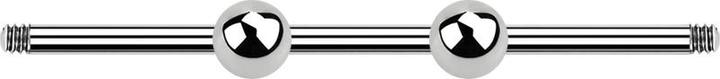 Star Piercing Barbell-Stab silber mit zwei Kugeln (Chirurgenstahl 316L)