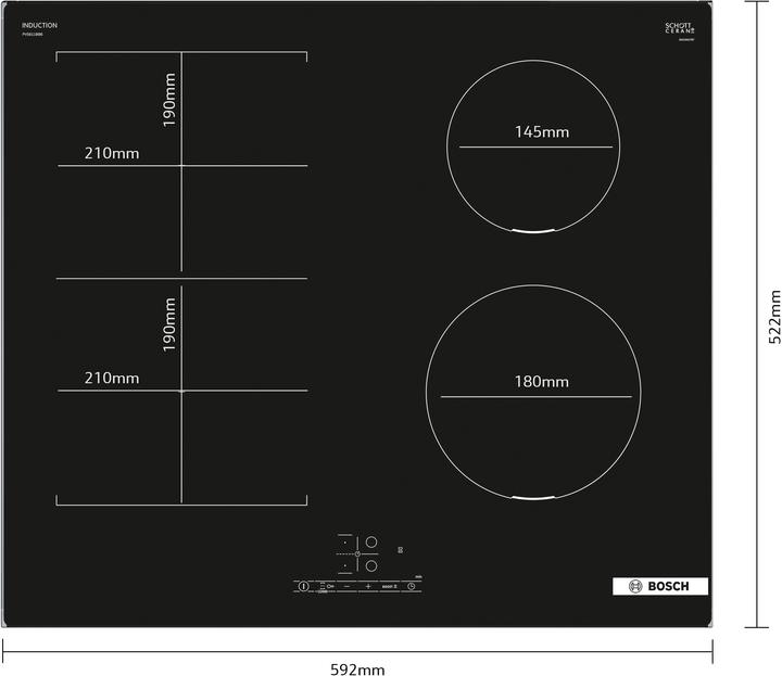 Actual product image Bosch Hausgeräte Series 4 PVS611BB6E hob Black Built-in Zone induction hob 4 zone(s)