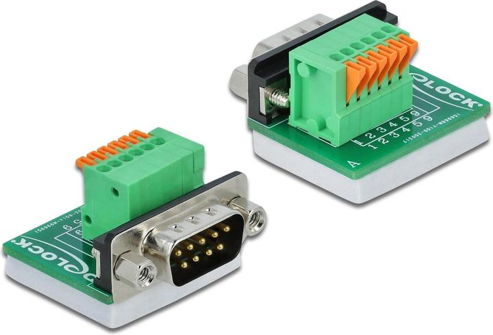 Produktbild Delock Adapter Terminalblock RS232 DB9 Stecker vertikal