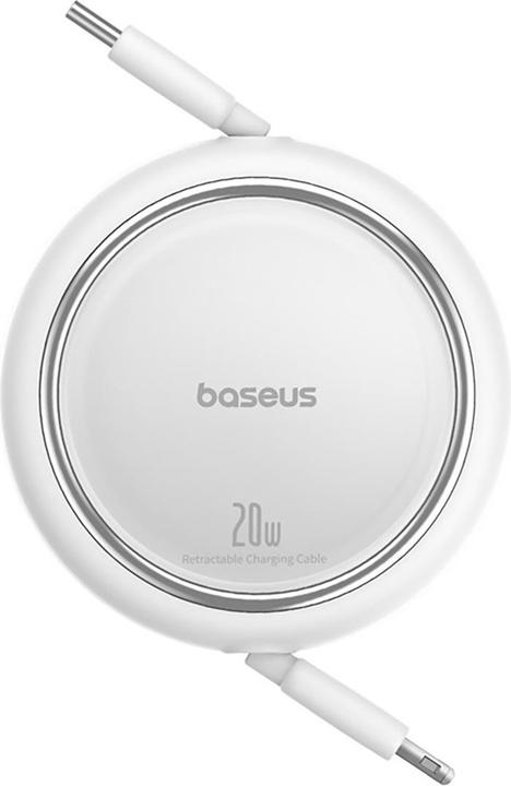 Actual product image Baseus Free2Pull retractable USB-C / Lightning cable 20W 1m - white (1 m, USB 2.0, 20 W)