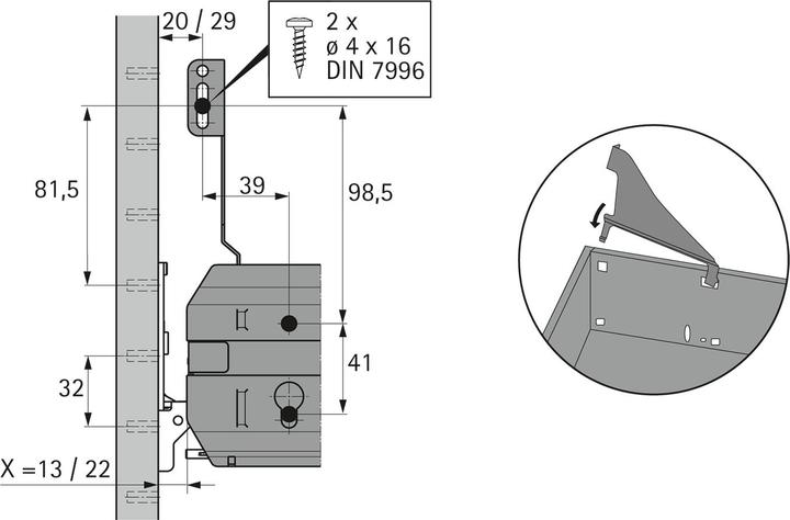 Productafbeelding Hettich Steunen voor hangmappen en brede laden (1 Pcs.)