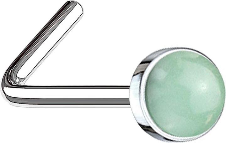 Immagine prodotto Star Piercing Borchia da naso angolata in argento con pietra di giada (Mnerale, Acciaio chirurgico 316L, senza ottone)