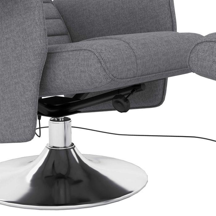 Actual product image Swisshandel24 TV armchair footstool electric reclining function vibration massage remote control linen look dark