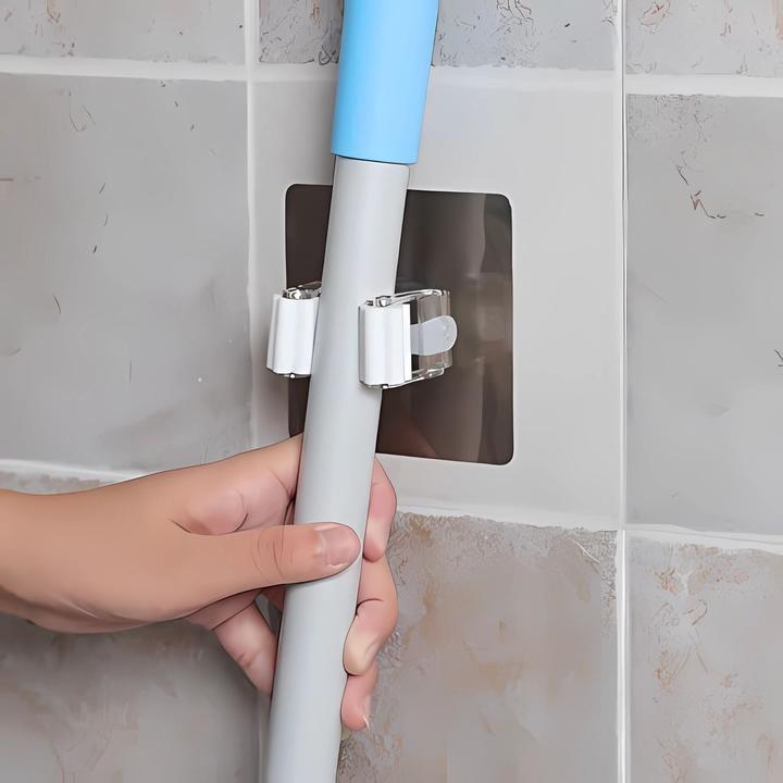Produktbild König Design 1-10 Mop Besen Halter Selbstklebend Besenhalterung Kein Bohren Gerätehalter Wand (1 Stk.)