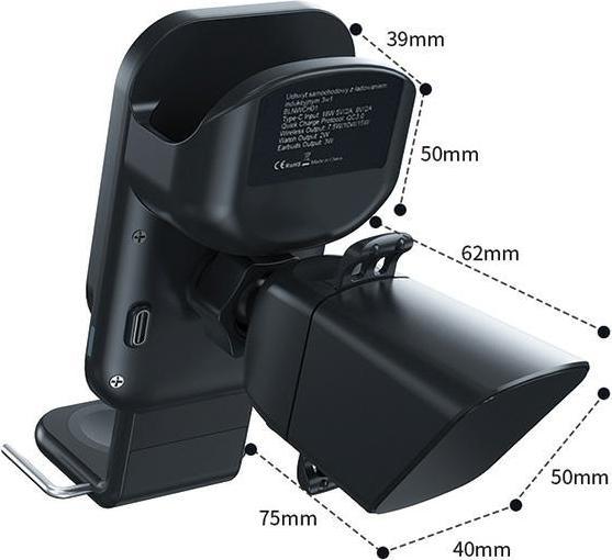 Image du produit Beline uchwyt samochodowy z ładowaniem indukcyjnym BLNWCH01 3w1 Smartphone/iWatch/Airpods