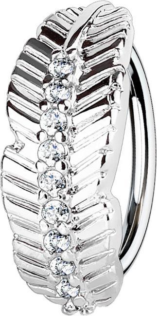 Star Piercing Micro Piercing Ring silber Blatt mit Kristallen (Messing, Chirurgenstahl 316L)