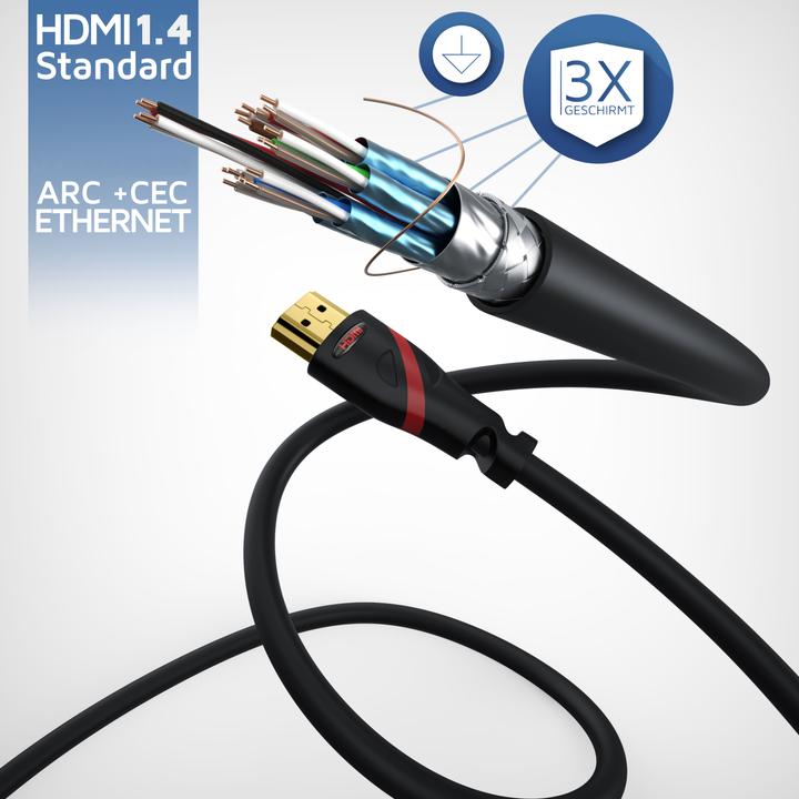 Produktbild CSL HDMI Kabel 2.0b - 4k 60Hz Ultra HD - Ethernet - Highspeed - Full HD - 3D - ARC - 3 fach geschirmt (12.50 m, HDMI)