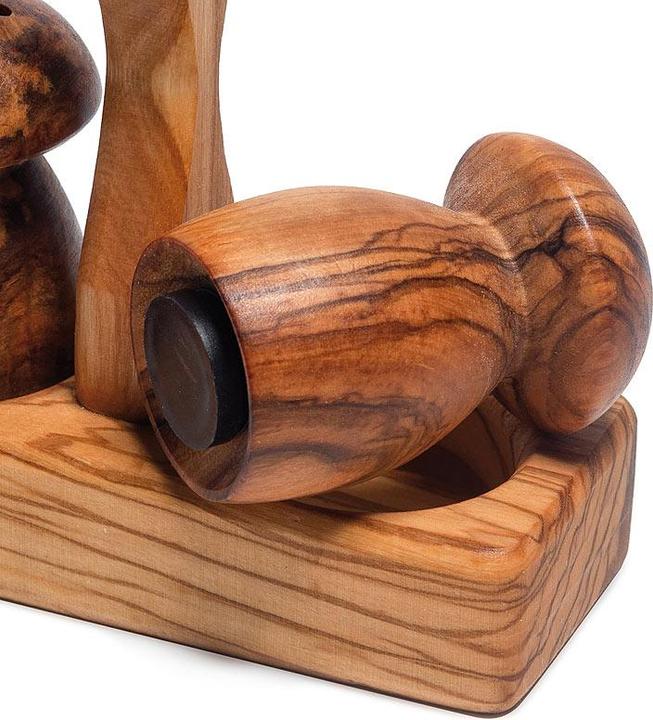 Image du produit Natura Punto Salière et poivrière, forme champignon, 13 x 10 cm, bois d'olivier (Poivre, Sel)