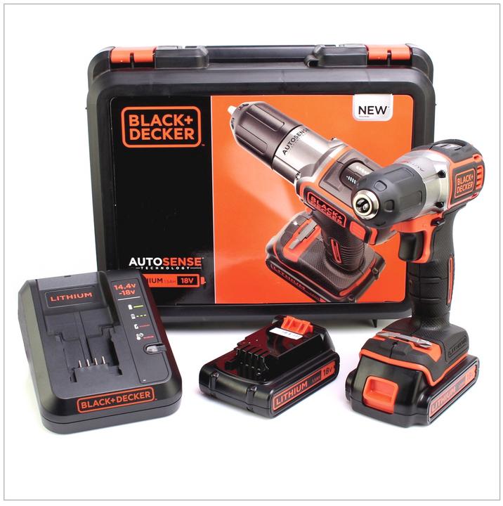 Produktbild Black & Decker 18V AkkuBohrschrauber Autosense, 2 Akku (Akkubetrieb)