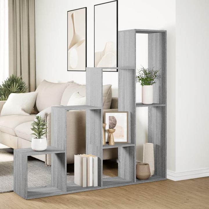 Produktbild VidaXL Raumteiler Bücherregal Standregal Treppenregal Regal 4 Stufen Grau Sonoma