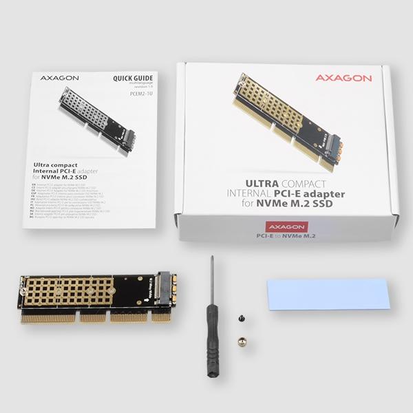 Produktbild Axagon PCEM2-1U PCI-E 3.0 16x - M.2 SSD NVMe, up to 80mm SSD, low profile 1U