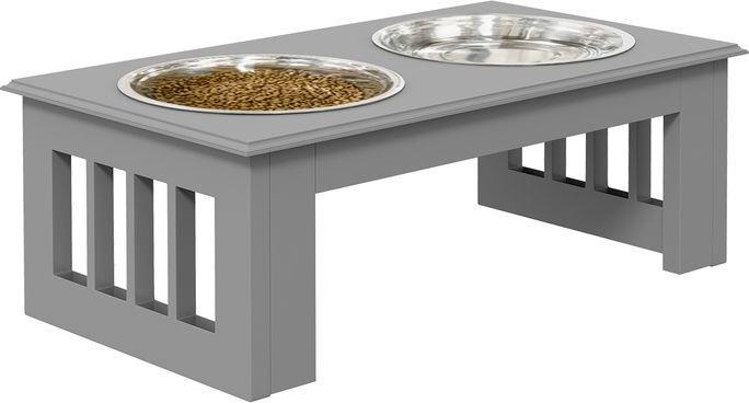 Produktbild Swisshandel24 Hunde-Futterstation, rutschfest, 44x24x15cm, Grau, 0,9L pro Napf (0.90 l)