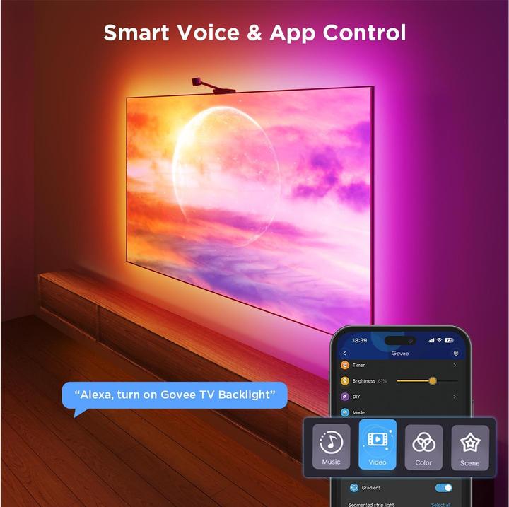 Produktbild Govee Envisual TV Backlight (Warmweiss, RGBIC, 360 cm, Indoor)