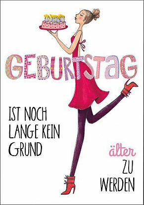 Actual product image Edition Gollong Doppelkarte. Zum Geburtstag (Frau mit Torte)