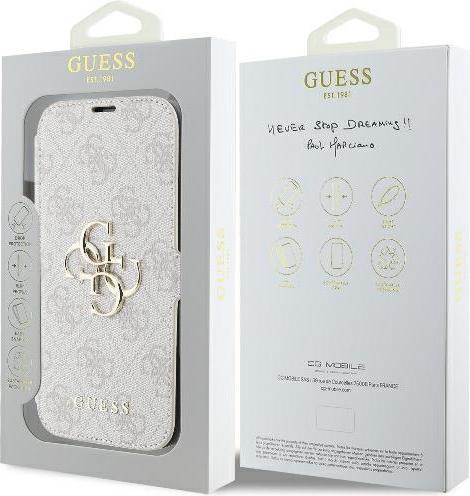 Actual product image Guess GUBKP16L4GMGPI iPhone 16 Pro 6.3" różowy/pink book 4G Metal Logo (Apple iPhone 16 Pro)